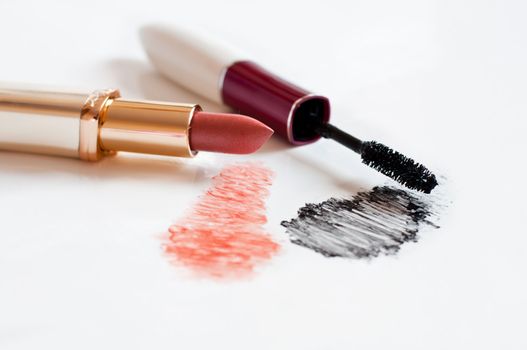 Feminine cosmetics on a light background