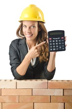 Expensive construction concept with woman