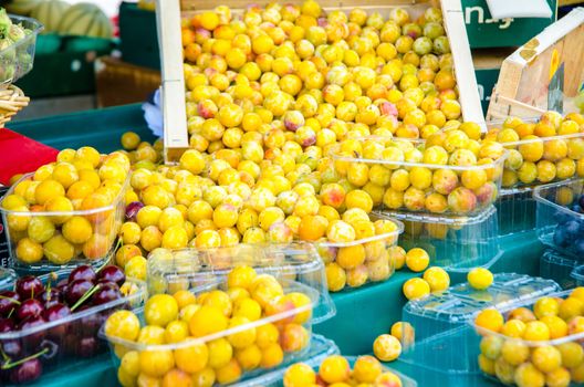 Fresh plums on the market