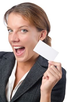 Female worker with blank message