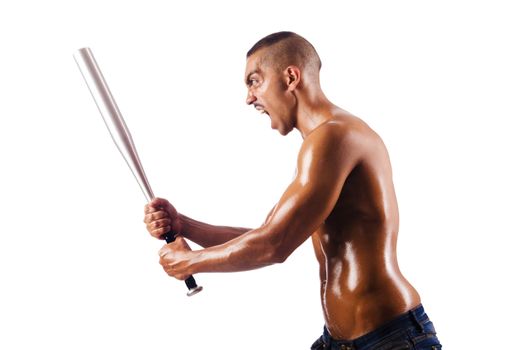 Muscular man with baseball bat