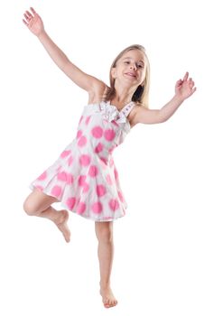 Cute little girl isolated on the white