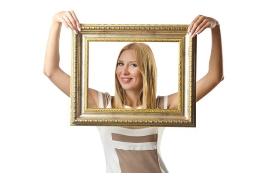 Picture frame and attractive woman