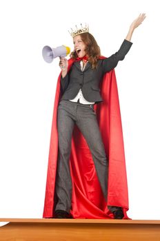Queen businessman standing on the desk