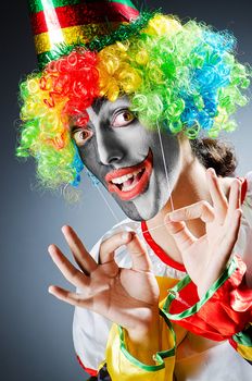 Funny clown in studio shooting
