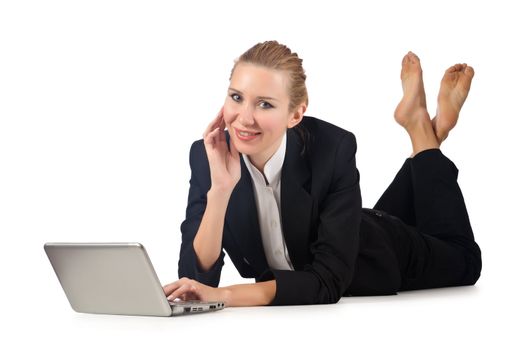 Woman businesswoman working on laptop