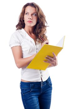 Young student isolated on the white