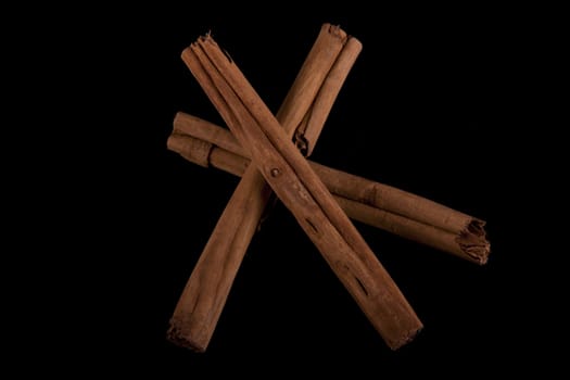 photo of cinnamon sticks on a black background