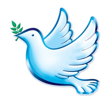 Digital Illustration of a Peace Dove with an olive branch.