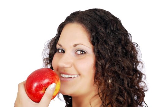 Beauty girl with apple studio shot