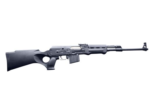 modified AK47 semi automatic hunting rifle isolated