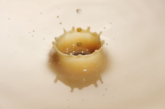 Coffee drop ripple in milk