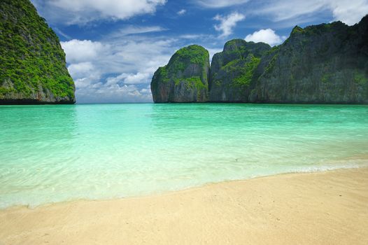 Beautiful lagoon at  Phi Phi Ley island, the exact place where "The Beach" movie was filmed 