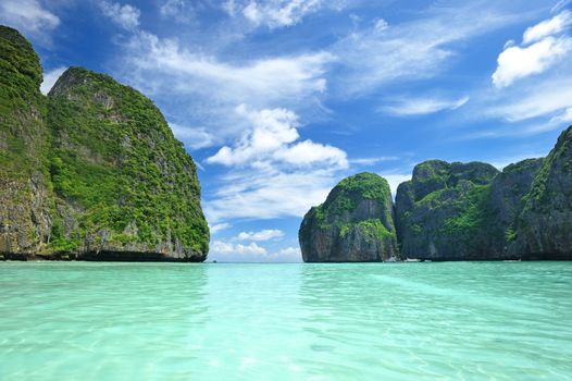 Beautiful lagoon at  Phi Phi Ley island, the exact place where "The Beach" movie was filmed 