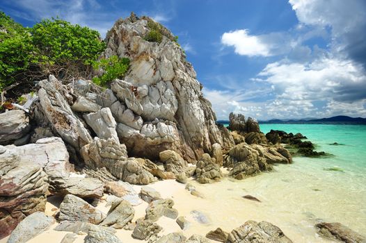 Beautiful rocky beach in thailand