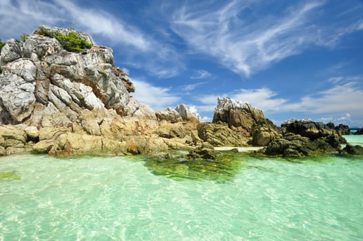 Beautiful rocky beach in thailand