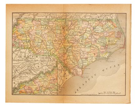 Old United States map from XIX century