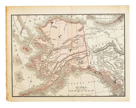 Old United States (Alaska) map from XIX century