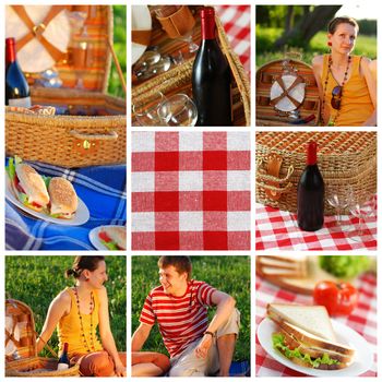 Collage made with beautiful picnic shots