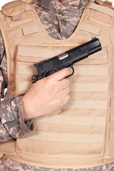 gun and bulletproof vest