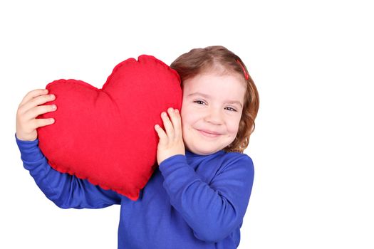 happy little girl with heart