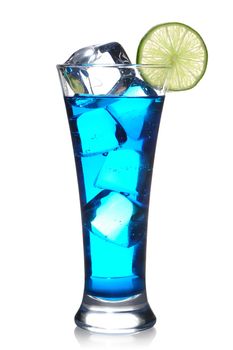 Blue Curacao cocktail isolated on white