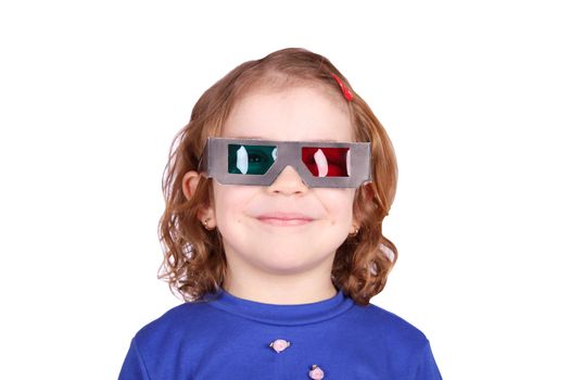 little girl with 3d glasses