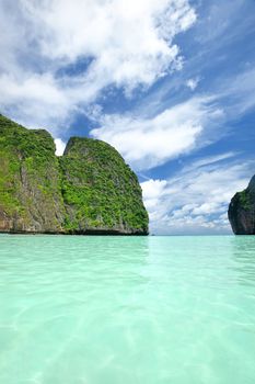 Beautiful lagoon at  Phi Phi Ley island, the exact place where "The Beach" movie was filmed