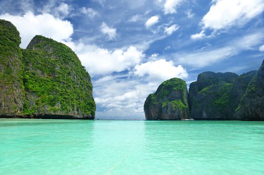 Beautiful lagoon at  Phi Phi Ley island, the exact place where "The Beach" movie was filmed