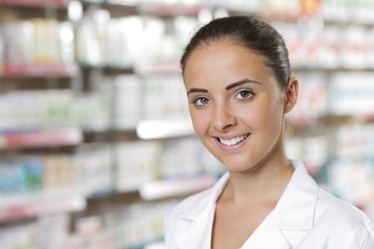 Portrait of a medical personnel, or doctor in pharmacy