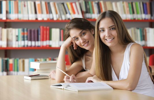 Friendly students in the library