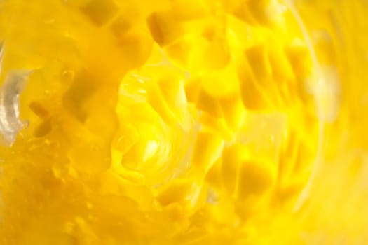 Turbulent flow of lemon cubes in a bottle