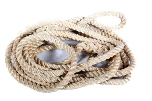 roll of rope on white backgraund