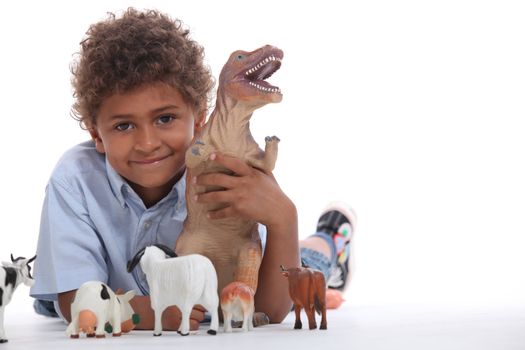 Little boy playing with toys