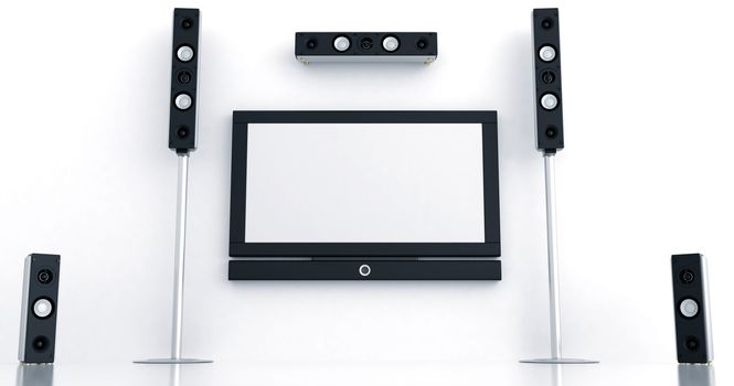 Modern home theater with the big plasma and high quality acoustics