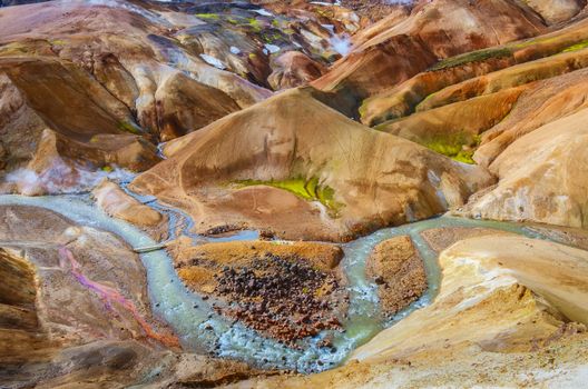 Iceland geothermal hot spring field Kerlingafjoll, Iceland