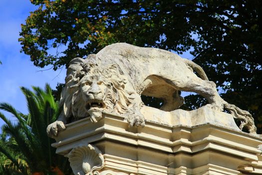  leon statue in the zoo in Villa Borghese