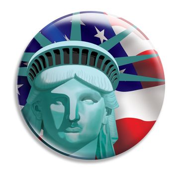 Digital Illustration of a Statue of Liberty Button
