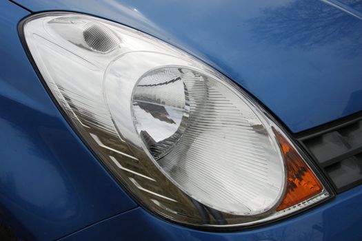 Close up view of car headlight