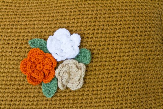 Handmade crocheted kniting flowers