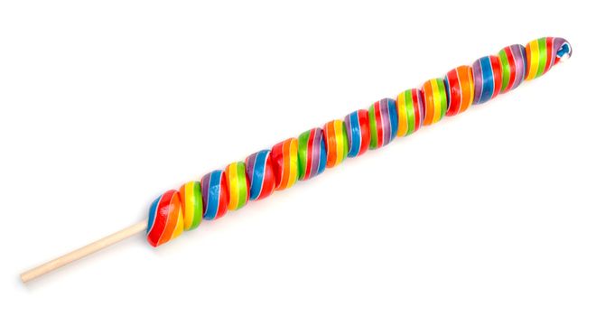 Rainbow Twirl Lollipop Candies, isolated