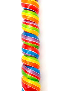 Rainbow Twirl Lollipop Candies, closeup