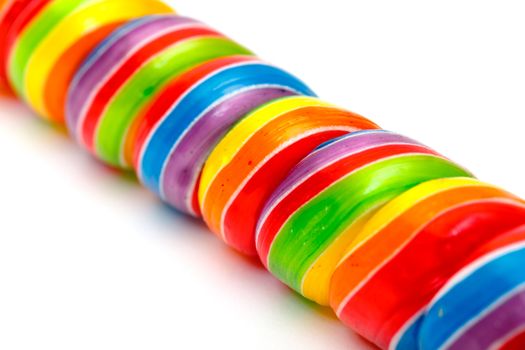 Rainbow Twirl Lollipop Candies, closeup