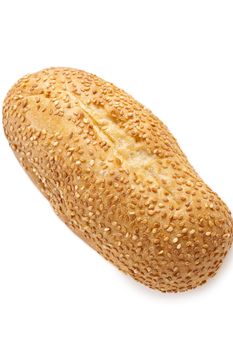  Image of a fresh bread with sesame against white background