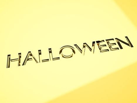halloween greetings message with engraving effect on gold surface, 3d render.
