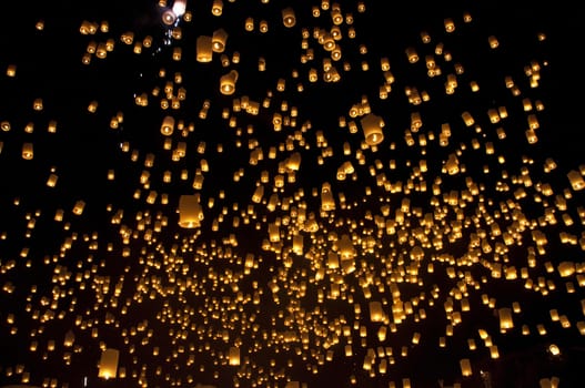 Sky lanterns firework festival,Chiangmai ,Thailand, Loy Krathong and Yi Peng Festival