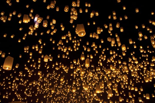 Sky lanterns firework festival,Chiangmai ,Thailand, Loy Krathong and Yi Peng Festival