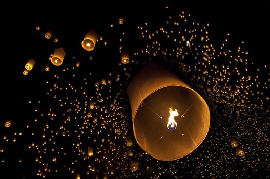 Sky lanterns firework festival,Chiangmai ,Thailand, Loy Krathong and Yi Peng Festival