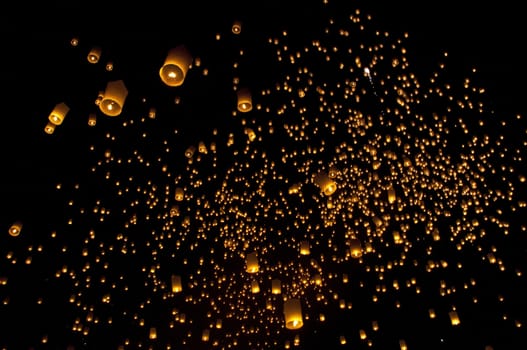 Sky lanterns firework festival,Chiangmai ,Thailand, Loy Krathong and Yi Peng Festival