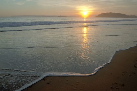 sunrise on the beach in Santander, Spain